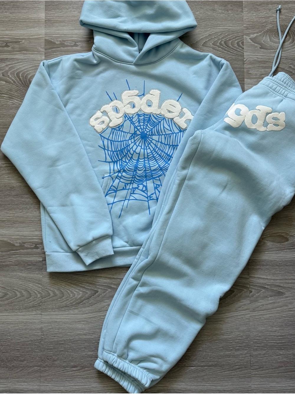 Light Blue Spiderweb Hoodie & Joggers Sweat Set